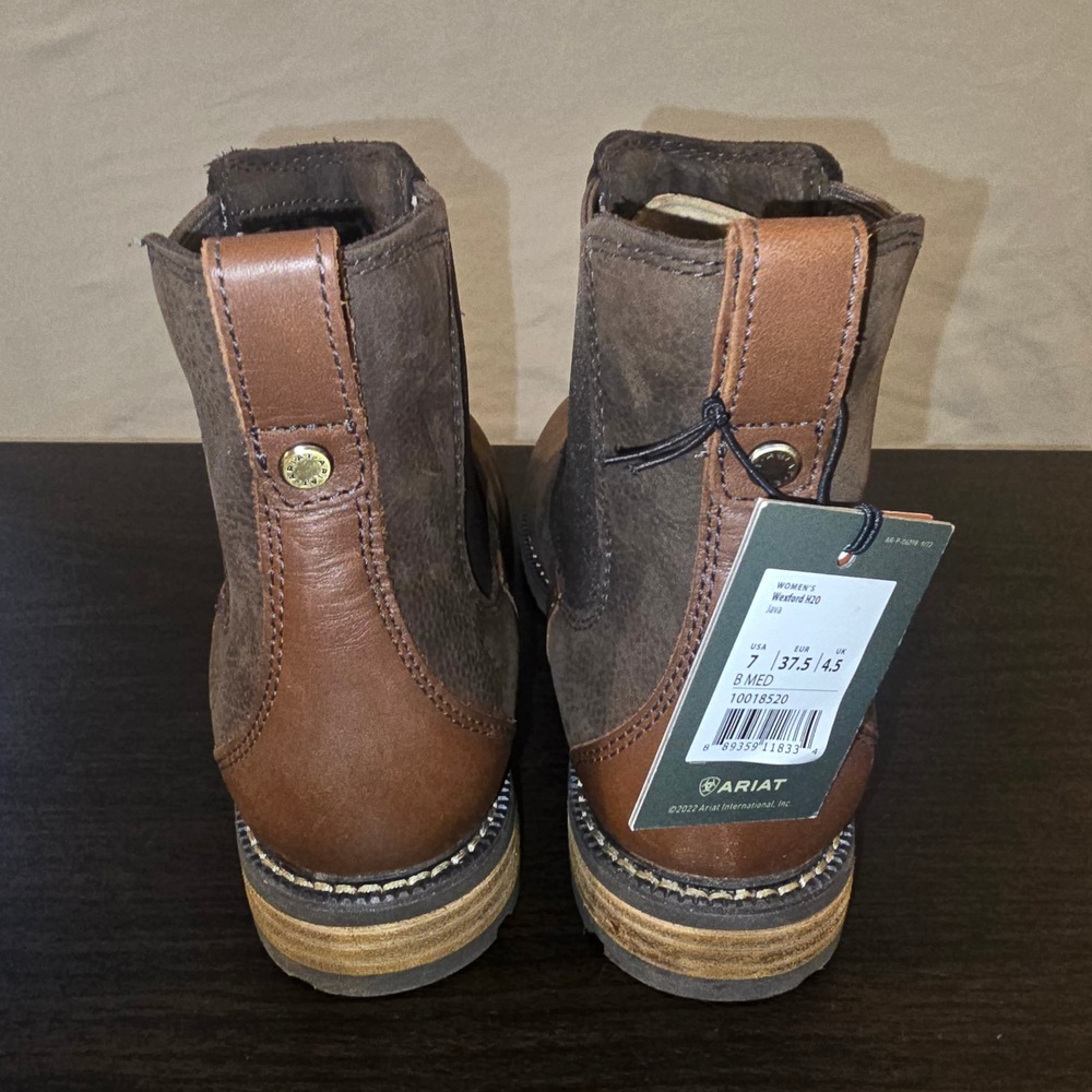 Ariat Wexford H20 Boot 6.5 Women Java Brown Waterproof Leather Chelsea 10018520 - Picture 3 of 8